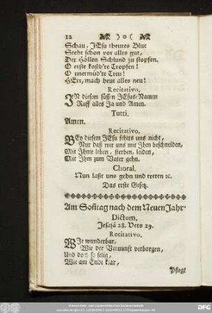 Am Son[n]tag nach dem Neuen Jahr. Dictum. Jesaiä 28. Vers 29.