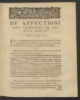 De Affectionibus Corporis In Genere Sumpti