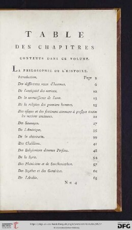 Table des chapitres contenus dans ce volume
