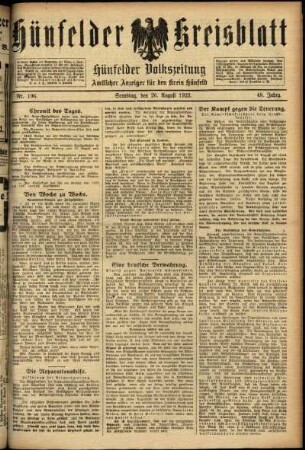 Ausgabe vom Samstag, den 26. August 1922.