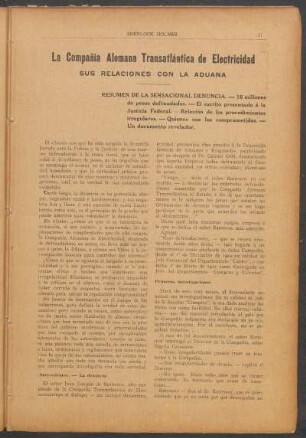 La Compañía Alemana Transatlántica de Electricidad : Sus relaciones con la aduana