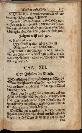 Cap. XIII. Von Zufällen der Brüste.