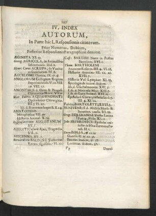 IV. Index Autorum, In Parte hac I, Responsionis citatorum.