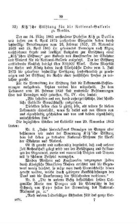 Kiß'sche Stiftung für die National-Gallerie zu Berlin : [II. Universitäten, Akademien etc.]