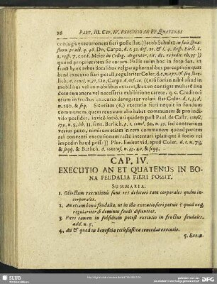 Cap. IV. Executio An Et Quatenus In Bona Feudalia Fieri Possit