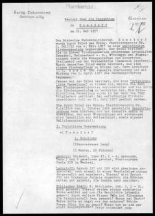 Donzdorf mit Reichenbach/Rechberg, Winzingen, Wißgoldingen und Teilen von Rechberg: Inspektionsbericht 1957