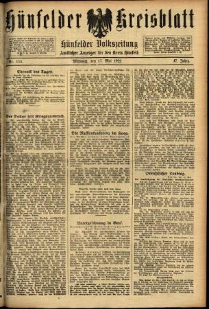 Ausgabe vom Mittwoch, den 17. Mai 1922.