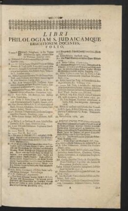 Libri Philologiam S. Judaicamque Eruditionem Docentes