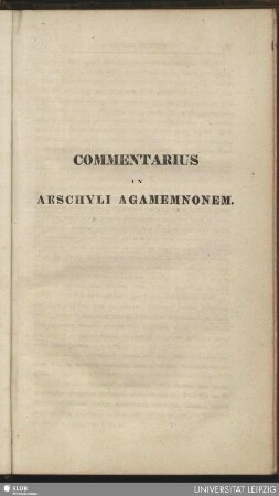 Commentarius in Aeschyli Agamemnonem