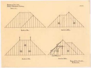 Herz-Jesu-Kirche (mit Vikarie), Heeren-Werve: Dachlage des Pfarrhauses, Ansichten 1:50