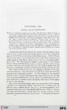 Chapter VIII: Phœnicia and its dependencies