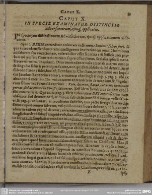 Caput X. In Specie Examinatur Distinctio adversariorum, ejusq[ue] applicatio