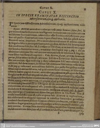 Caput X. In Specie Examinatur Distinctio adversariorum, ejusq[ue] applicatio