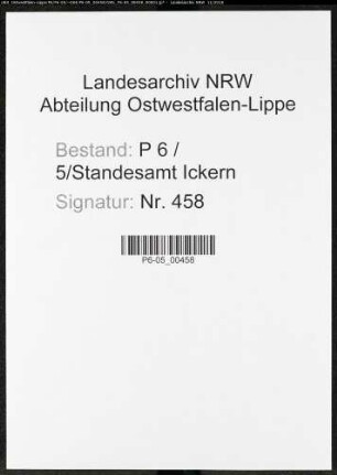 Sterberegister Standesamt Castrop-Rauxel Ickern (V)