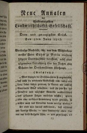 Drey und zwanzigstes Stück. Den 5ten Juny 1817