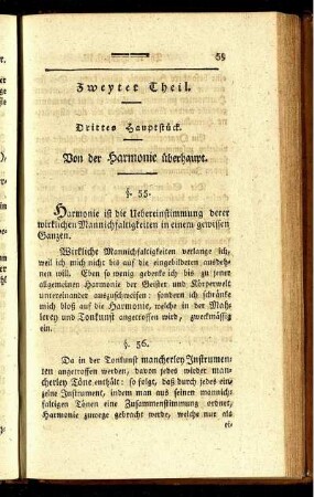 Drittes Hauptstück. Von der Harmonie überhaupt.