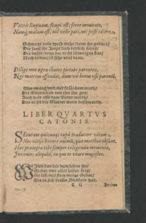 Liber Quartus Catonis.