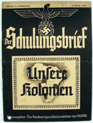 Monatsheft zur Schulung von NSDAP-Funktionären u.a. zur Kolonialpolitik