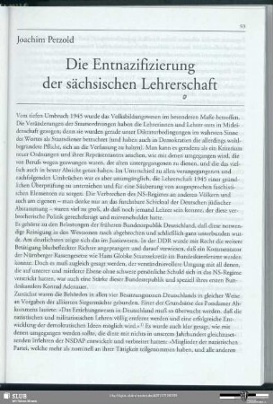 Die Entnazifizierung der sächsischen Lehrerschaft