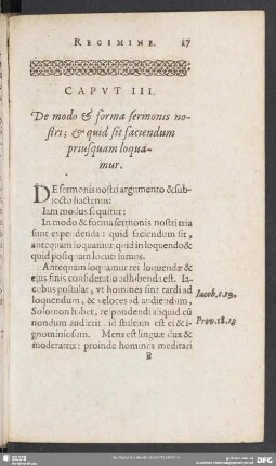 Caput III. De modo & forma sermonis nostri; & quid sit faciendum priusquam loquamur