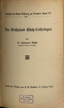 Das Reichsland Elsaß-Lothringen