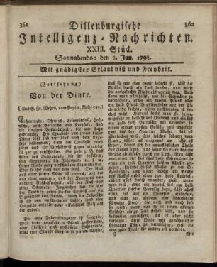 XXIII. Stück. Sonnabends: den 8. Jun. 1793.