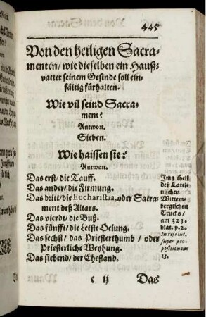 Von den heiligen Sacramenten/ wie dieselben ein Haußvatter seinem Gesinde soll einfältig fürhalten.
