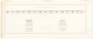 Elbbrücke, Torgau: Bl. 6: Hauptansicht, Querschnitt zweier Mittelpfeiler (aus: Bauausführungen des preußischen Staats, Bd. 2)