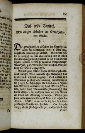 Das erste Capitel. Von einigen Ursachen der Krankheiten des Volks.
