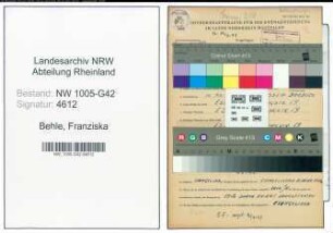 Entnazifizierung Franziska Behle , geb. 14.05.1888 ()