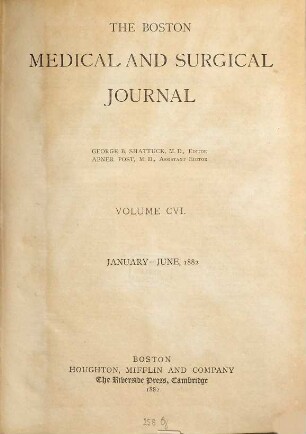Boston medical and surgical journal. 106. 1882