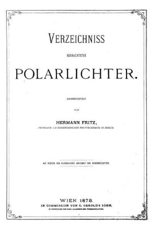 Verzeichniss beobachteter Polarlichter