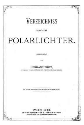 Verzeichniss beobachteter Polarlichter