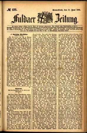 Ausgabe vom Samstag, den 11. Juni 1881.