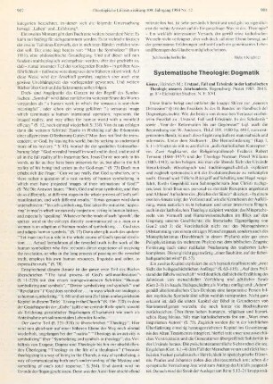 908-910 [Rezension] Köster, Heinrich Maria, Urstand, Fall und Erbsuende in der katholischen Theologie unseres Jahrhunderts