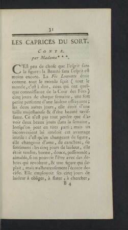 Les Caprices du Sort. Conte.