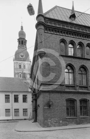 Gebäudeecke des Rigaer Museums für Stadtgeschichte und Schifffahrt