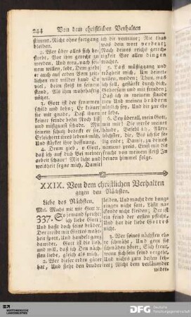 XXIX. Von dem christlichen Verhalten gegen den Nächsten.