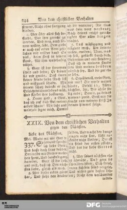 XXIX. Von dem christlichen Verhalten gegen den Nächsten.