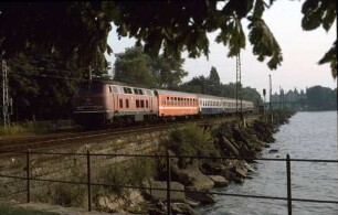 Lindau Bodenseedamm Lok 218 289 D LI-Strasbourg UIC-X-Wagen SNCF-Wagen (Lindau-Paris)