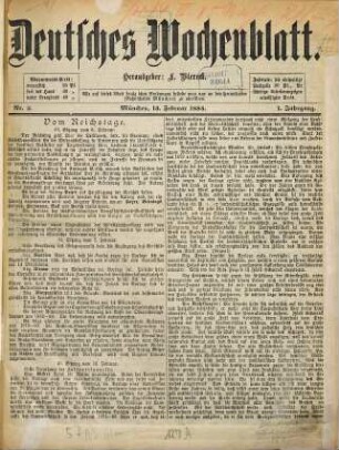 Deutsches Wochenblatt. 1885 = Jg. 1