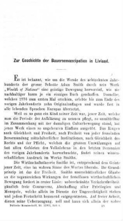 Zur Geschichte der Bauernemancipation in Livland