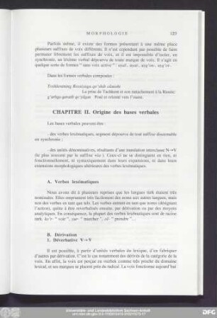 Chapitre II. Origine des bases verbales