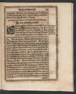 An den günstigen Leser.
