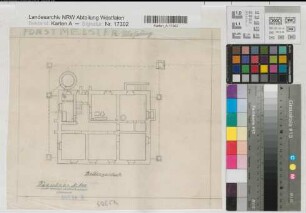 Wocklum (Balve) Forstmeisterwohnung Grundriß Kellergeschoß um 1920 1 : 100 25,5 x 31 Bleistiftzeichnung Landsberg-Velen
