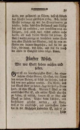 Fünfter Absatz. Wie wir Gott lieben müßen und sollen. - Sechster Absatz. Fortsetzung, wie wir Gott lieben sollen.