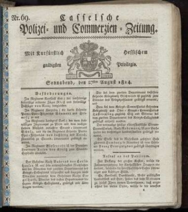Nr. 69, Sonnabend den 27sten August. 1814