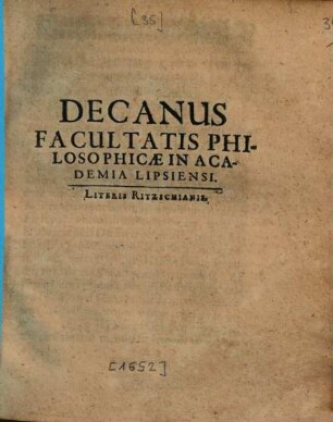 Decanus facultatis philosophicae in academia Lipsiensi
