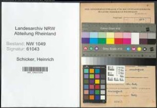 Entnazifizierung Heinrich Schicker , geb. 14.08.1919 ()