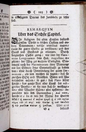 Remarquen. Uber das Sechste Capitel.